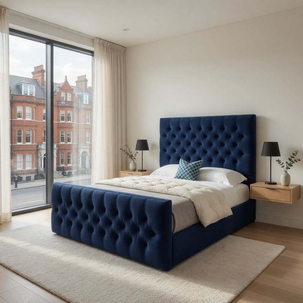 Highland Upholstered Soft Velvet Designer Bed Frame