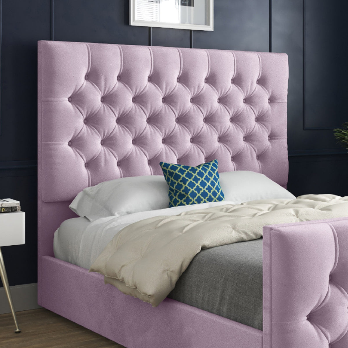 Highland Upholstered Soft Velvet Designer Bed Frame