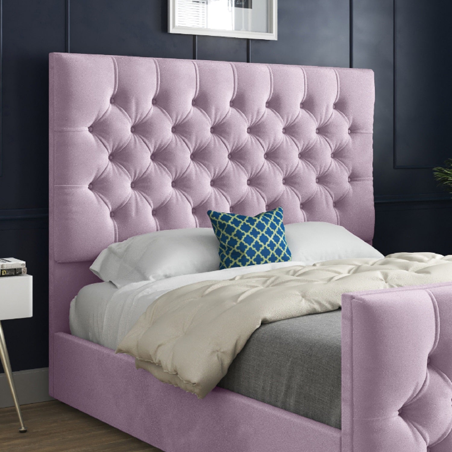 Highland Upholstered Soft Velvet Designer Bed Frame