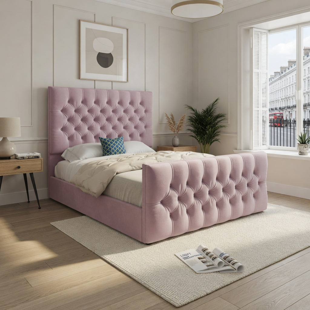 Highland Upholstered Soft Velvet Designer Bed Frame