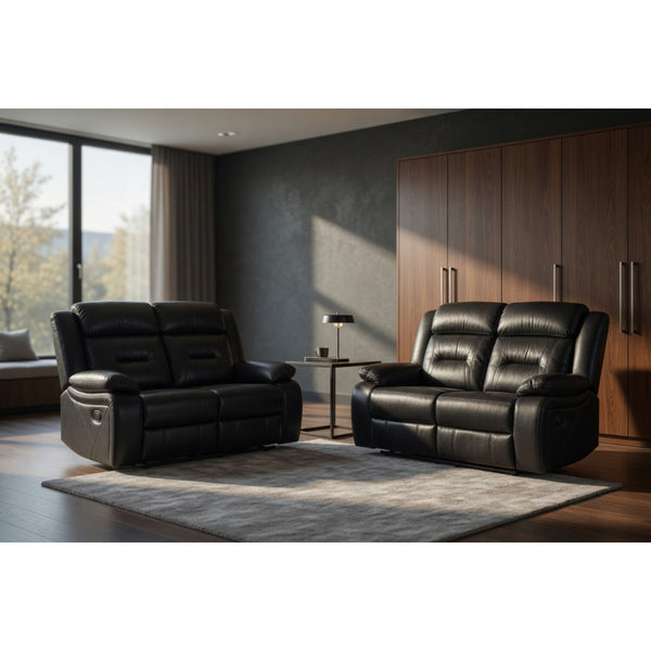 Novie Recliner 3+2 Set Sofa in Black