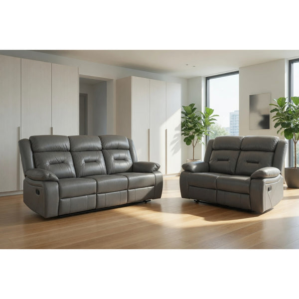 Novie Recliner 3+2 Set Sofa in Grey