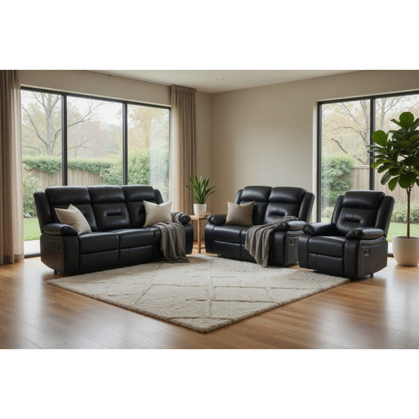 Novie Recliner 3+2+1 Set Sofa In Black