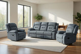 Novie Recliner Fabric 3+1+1 Set Sofa in Grey