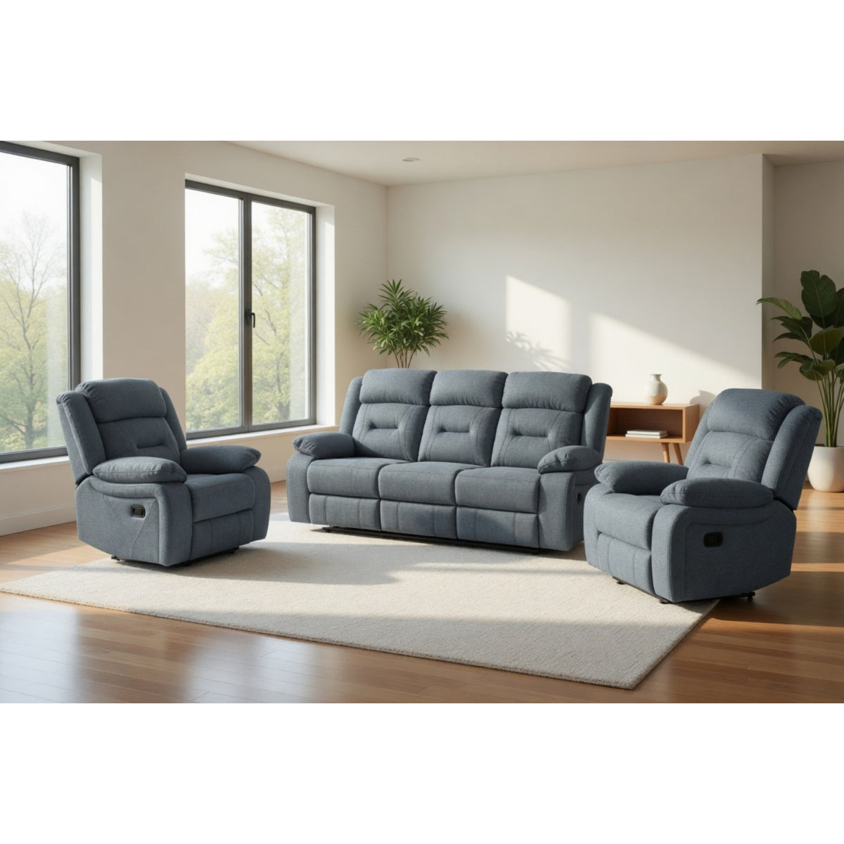 Novie Recliner 3+1+1 Set Sofa in Grey