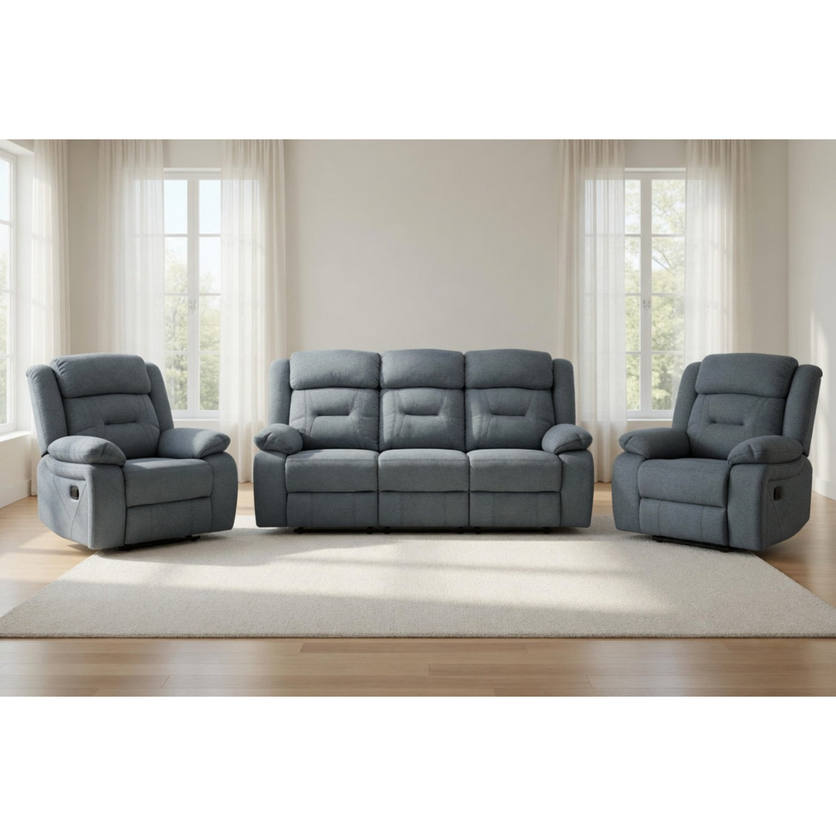 Novie Recliner 3+1+1 Set Sofa in Grey