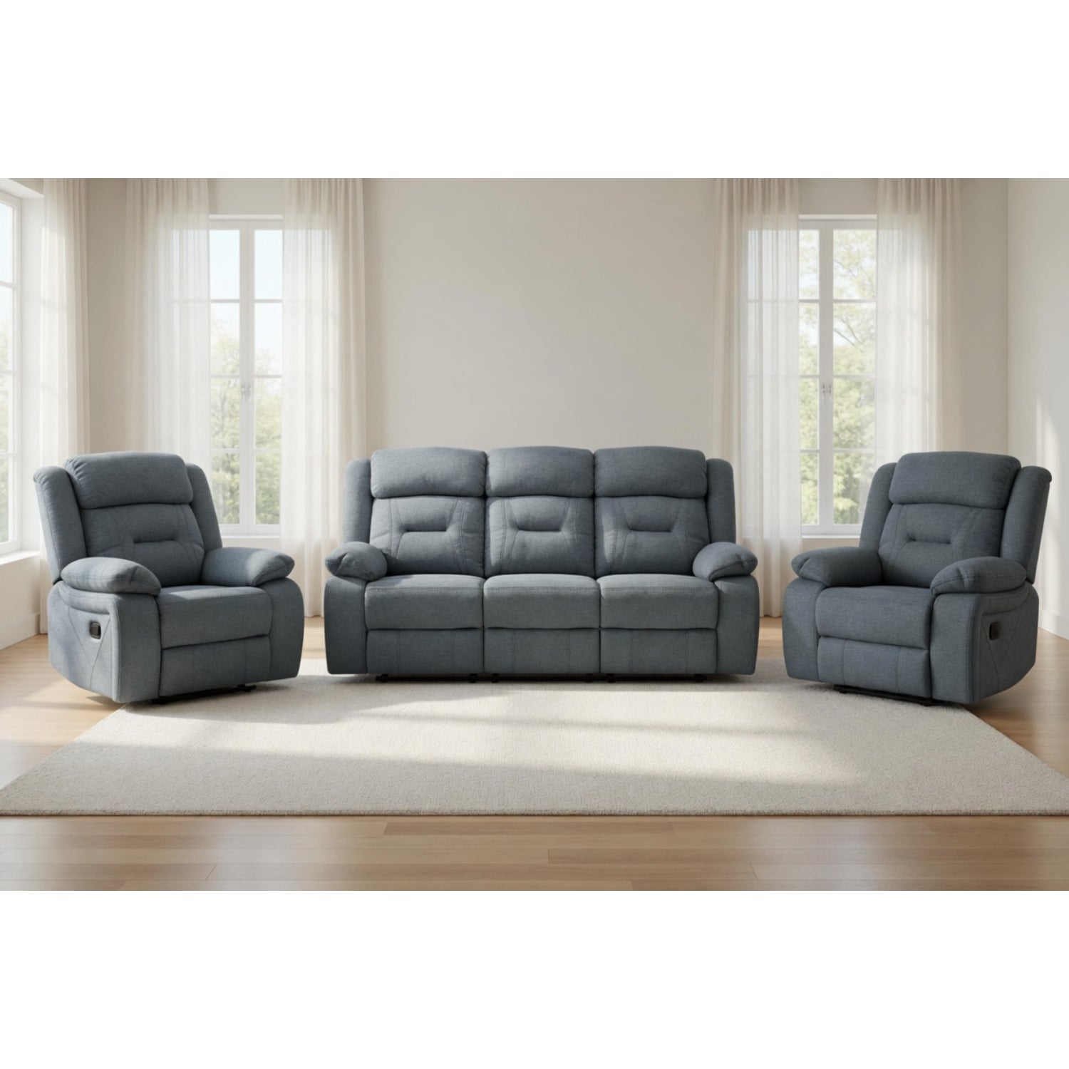 Novie Recliner 3+1+1 Set Sofa in Grey