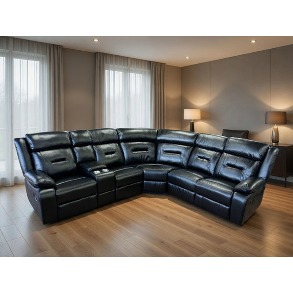 Novie Recliner  Large Corner Sofa in Black