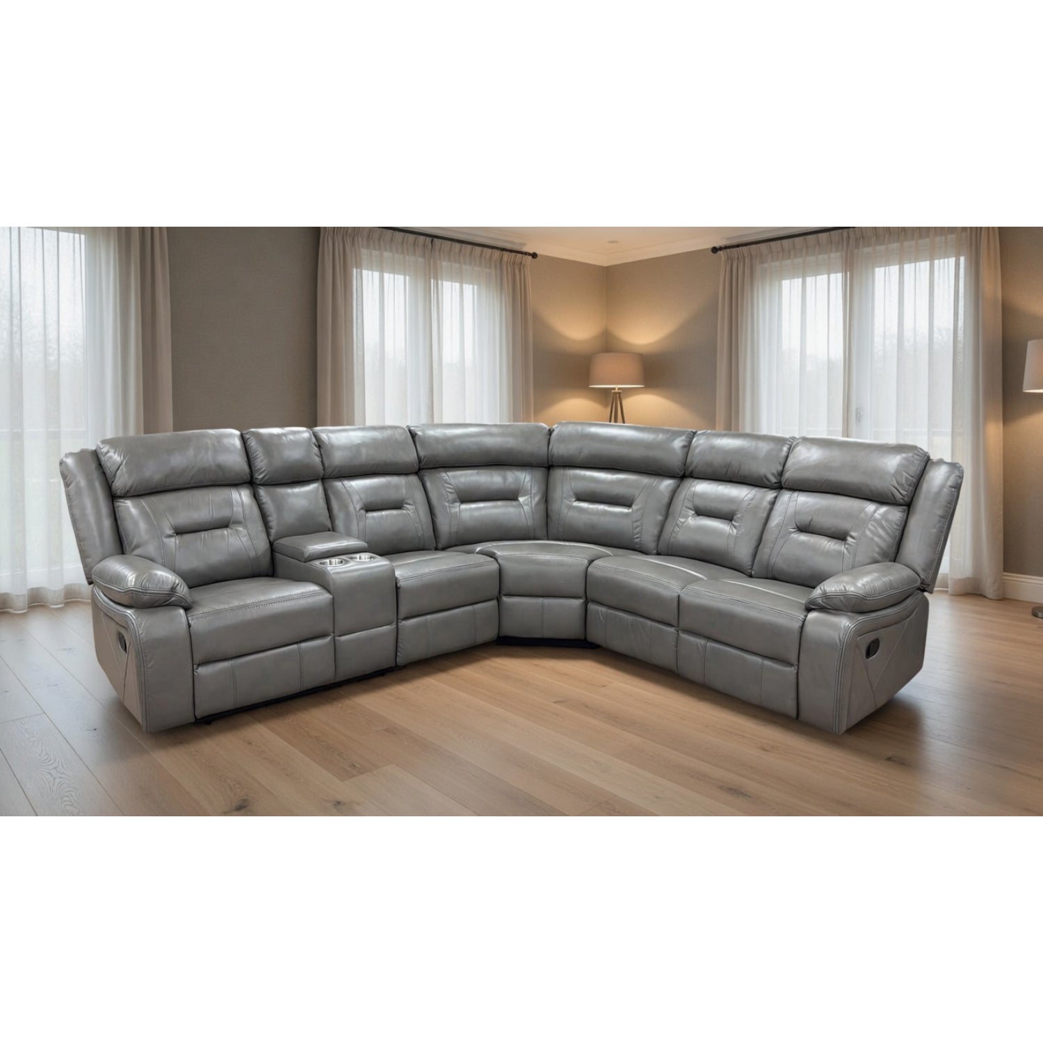 Novie Recliner Large Corner Sofa in Grey