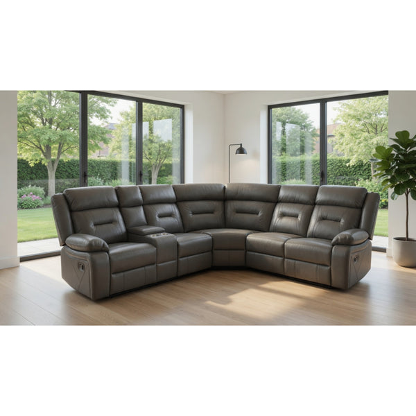 Novie Recliner Large Corner Sofa in Grey