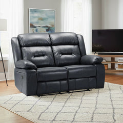 Novie Recliner Leather 2 Seater Sofa - Black