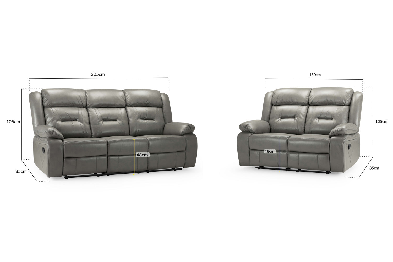 Novie Recliner 3+2 Set Sofa in Grey