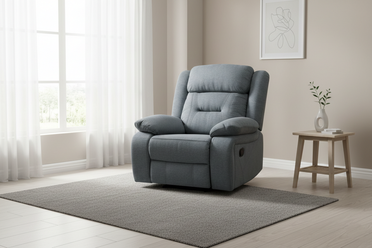 Novie Recliner Fabric Armchair in Grey