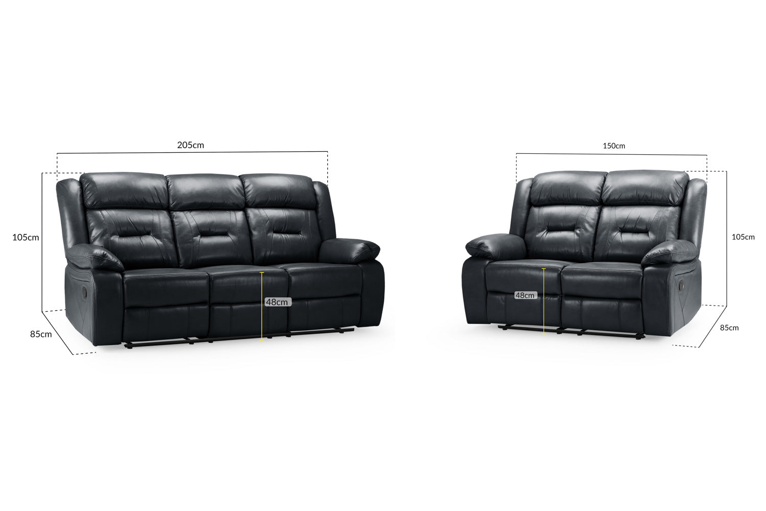 Novie Recliner 3+2 Set Sofa in Black