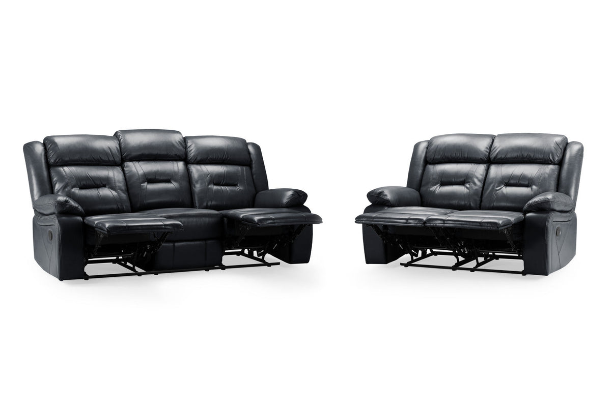 Novie Recliner 3+2 Set Sofa in Black