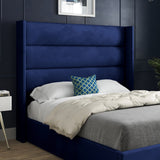 Jacob Straight Winged Upholstered Soft Velvet Designer Bed Frame