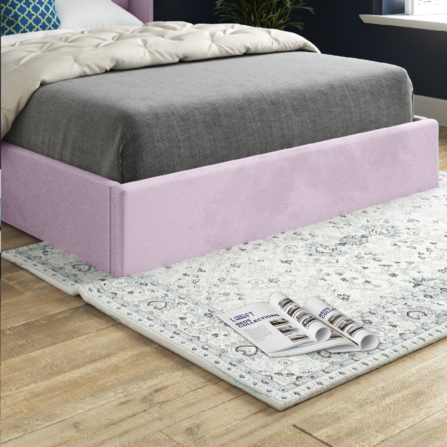 Jacob Straight Winged Upholstered Soft Velvet Designer Bed Frame