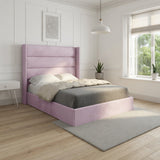 Jacob Straight Winged Upholstered Soft Velvet Designer Bed Frame