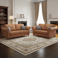 Oakland Leather Sofa 3+2 Seater Tan