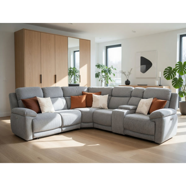 Owen Electric Recliner Sofa Large Corner in Grey