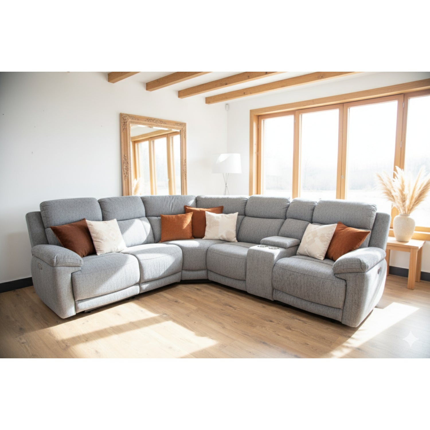 Owen Electric Recliner Sofa Large Corner in Grey