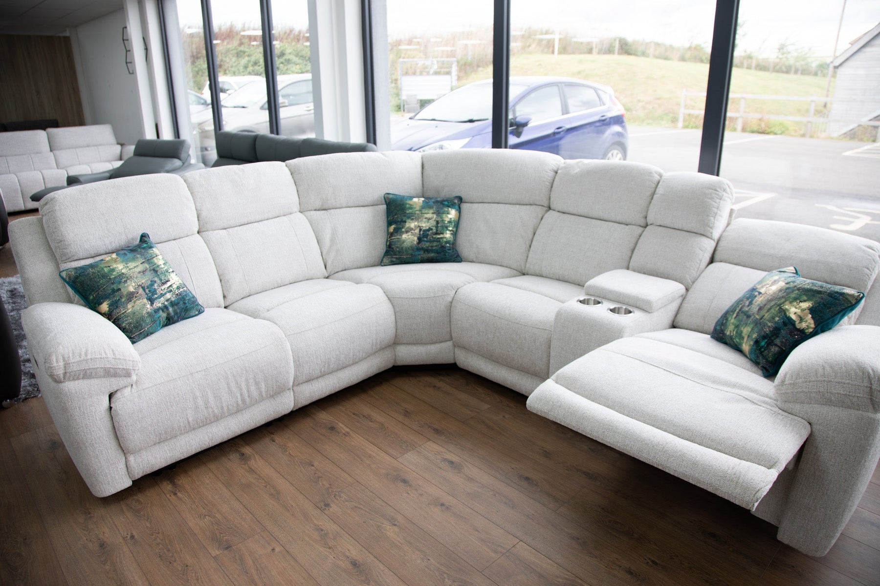 Owen Electric Recliner Sofa Large Corner in Beige