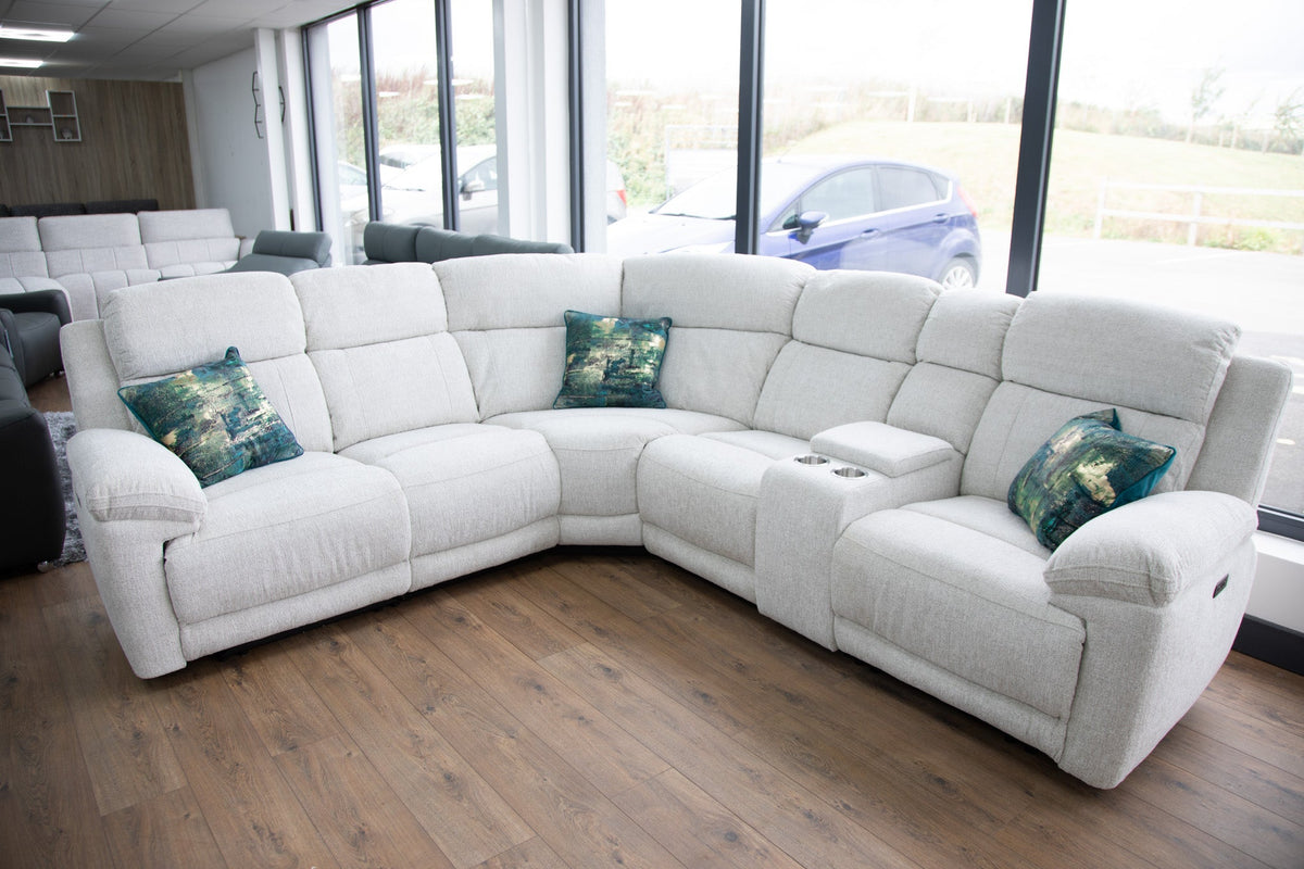 Owen Electric Recliner Sofa Large Corner in Beige