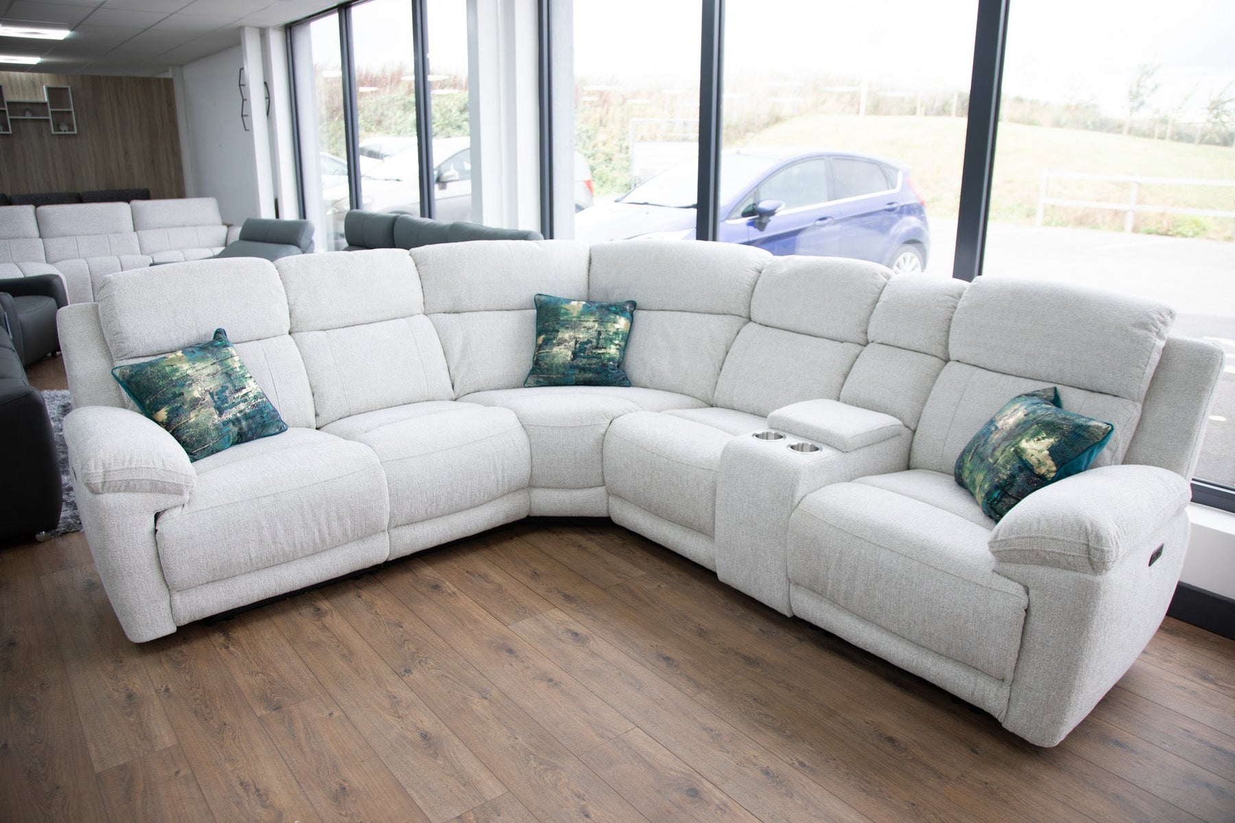 Owen Electric Recliner Sofa Large Corner in Beige