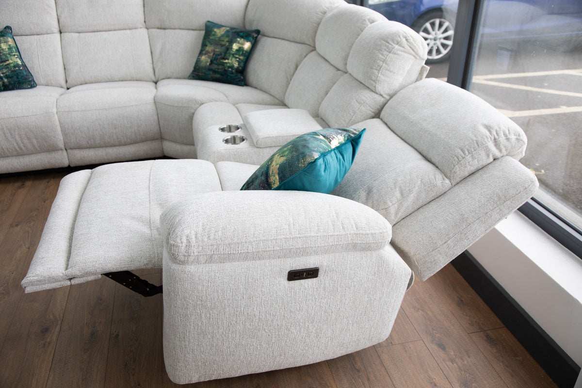 Owen Electric Recliner Sofa Large Corner in Beige