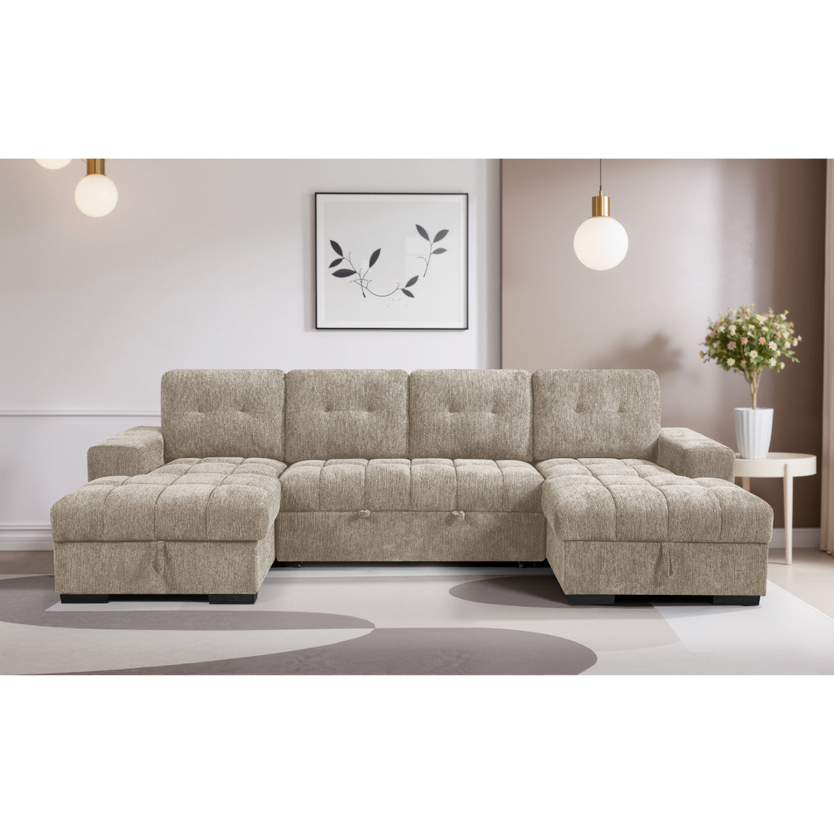 Palermo Sofabed  U Shape Corner In Beige