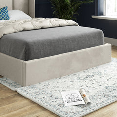 Quanta Straight Winged Upholstered Soft Velvet Bed Frame