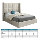 Makis Straight Winged Upholstered Soft Velvet Designer Bed Frame
