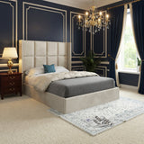 Makis Straight Winged Upholstered Soft Velvet Designer Bed Frame