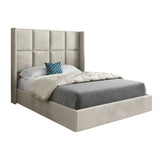 Makis Straight Winged Upholstered Soft Velvet Designer Bed Frame