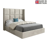 Makis Straight Winged Upholstered Soft Velvet Designer Bed Frame