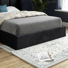 Quanta Straight Winged Upholstered Soft Velvet Bed Frame