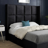 Makis Straight Winged Upholstered Soft Velvet Designer Bed Frame