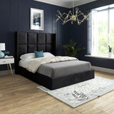 Makis Straight Winged Upholstered Soft Velvet Designer Bed Frame
