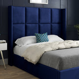 Makis Straight Winged Upholstered Soft Velvet Designer Bed Frame