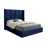 Makis Straight Winged Upholstered Soft Velvet Designer Bed Frame