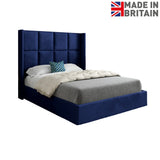 Makis Straight Winged Upholstered Soft Velvet Designer Bed Frame
