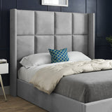 Makis Straight Winged Upholstered Soft Velvet Designer Bed Frame