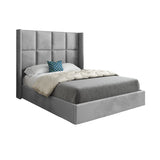 Makis Straight Winged Upholstered Soft Velvet Designer Bed Frame