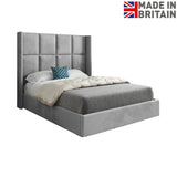 Makis Straight Winged Upholstered Soft Velvet Designer Bed Frame