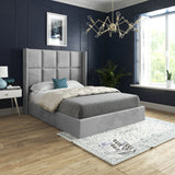 Makis Straight Winged Upholstered Soft Velvet Designer Bed Frame