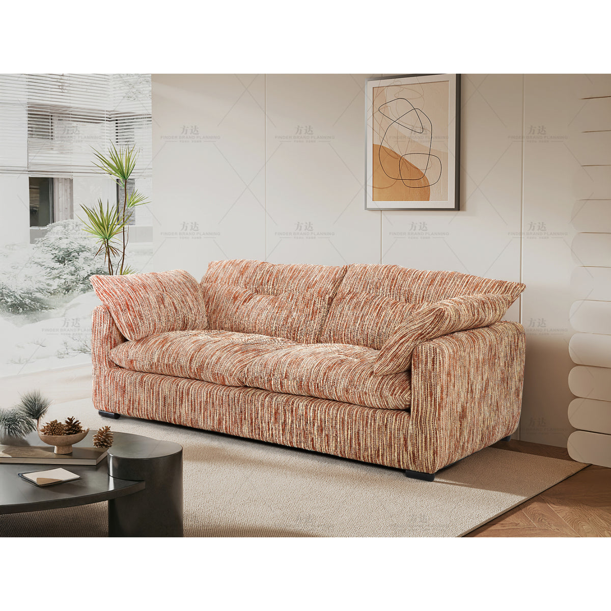 Quetta Sofa 3 Seater In Rust/Beige
