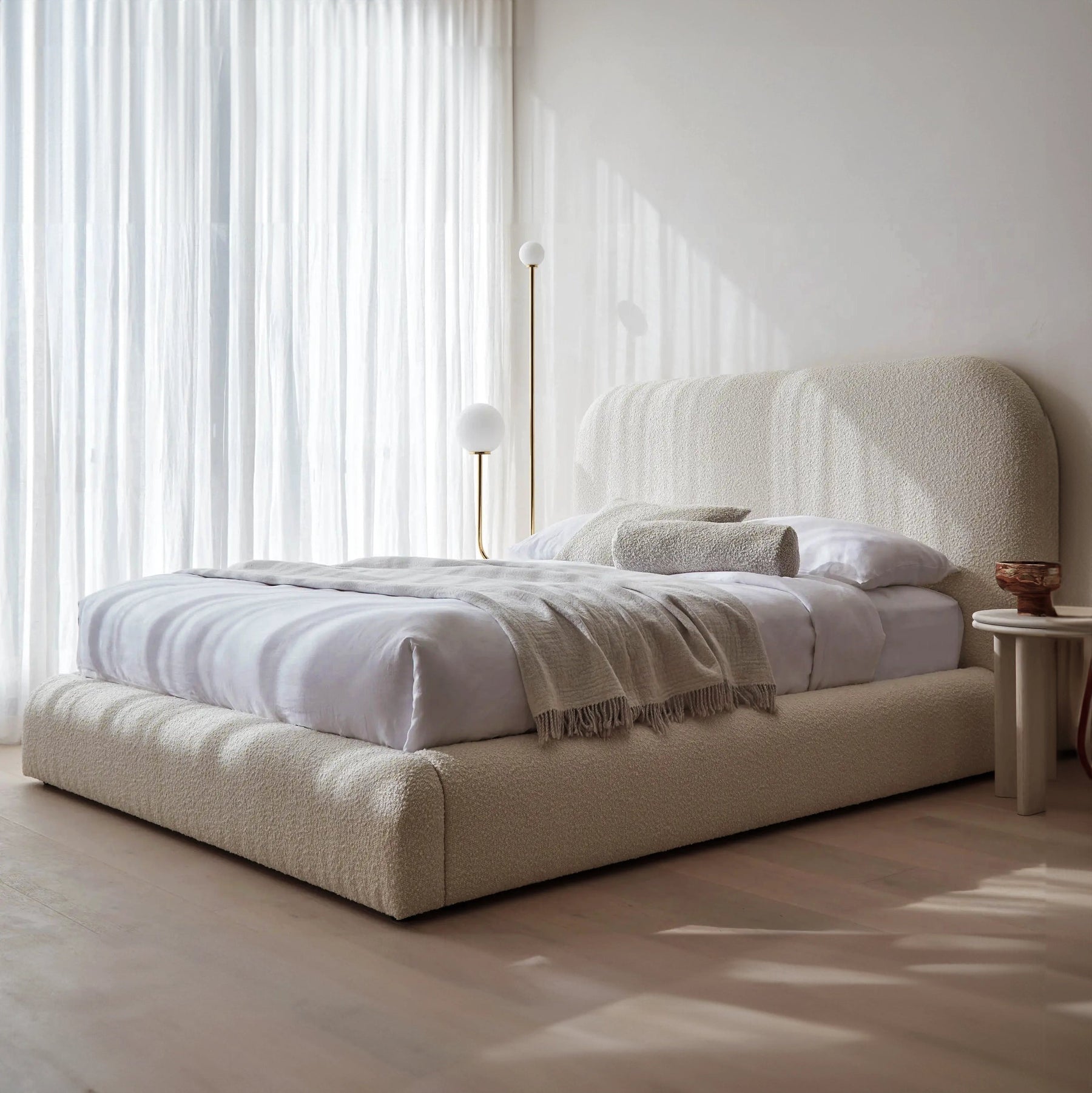 Quincy Boucle Upholstered Bed Frame