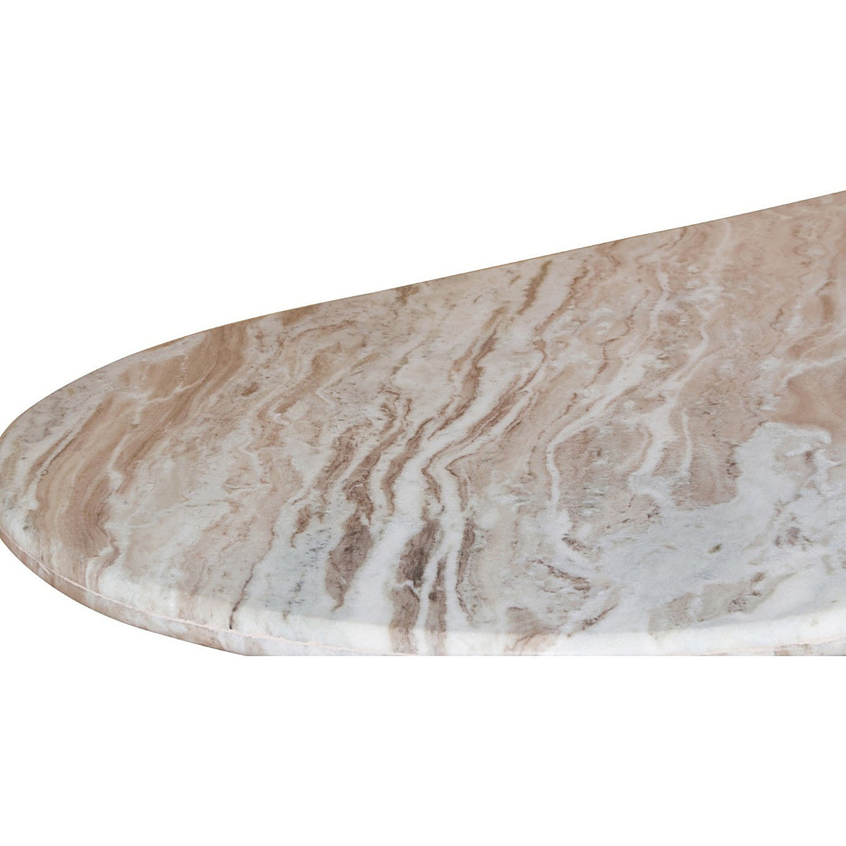 Veinora Pale Taupe Marble Top Coffee Table with Fluted Wood Legs
