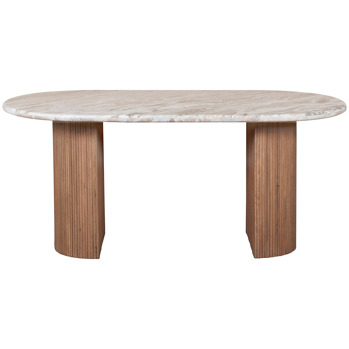Veinora Pale Taupe Marble 6 to 8 Seater Dining Table with Fluted Pedestals - image 4