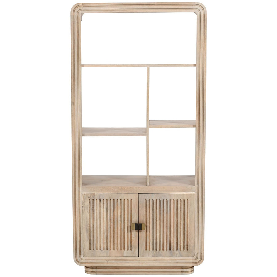 Carvora Natural Oak Carved Mango Wood Bookcase - image 4